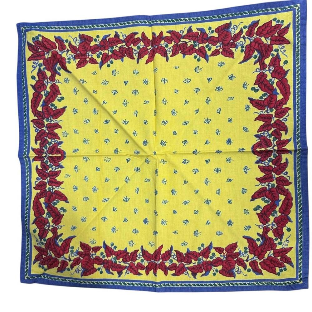 Williams Sonoma Napkins French Provence Bee Yellow Red Blue100% Cotton Set‎ of 8